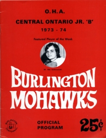 Burlington Mohawks 1973-74 game program