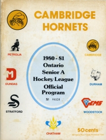 Cambridge Hornets 1980-81 game program