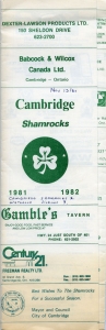 Cambridge Shamrocks 1981-82 game program