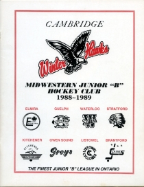 Cambridge Winterhawks 1988-89 game program