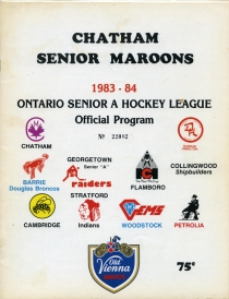 Chatham Maroons 1983-84 game program