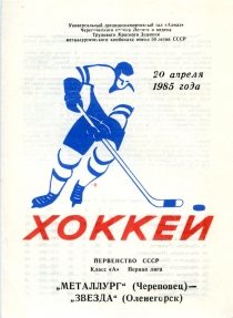 Cherepovets Metallurg 1984-85 game program