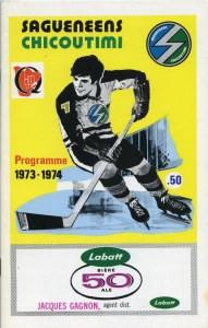 Chicoutimi Sagueneens 1973-74 game program