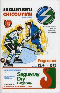 Chicoutimi Sagueneens 1974-75 game program