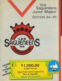 Chicoutimi Sagueneens 1984-85 game program