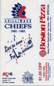 Chilliwack Chiefs 1992-93 game program