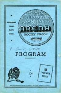 Cornwall Flyers 1942-43 game program