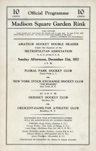 Crescent-Hamilton A.C. 1933-34 game program