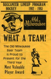 Des Moines Buccaneers 1982-83 game program