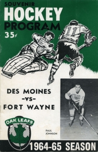 Des Moines Oak Leafs 1964-65 game program