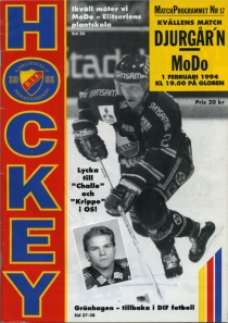 Djurgardens IF Stockholm 1993-94 game program