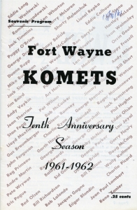 Fort Wayne Komets 1961-62 game program