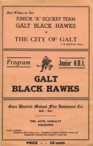 Galt Black Hawks 1950-51 game program