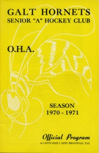 Galt Hornets 1970-71 game program