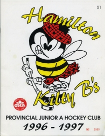 Hamilton Kilty B's 1996-97 game program