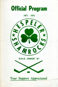 Hespeler Shamrocks 1971-72 game program