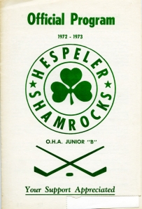 Hespeler Shamrocks 1972-73 game program