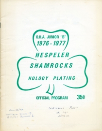 Hespeler Shamrocks 1976-77 game program