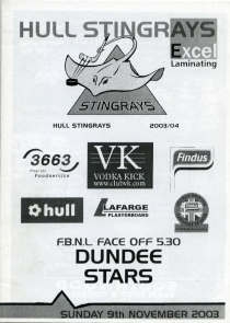 Hull Stingrays 2003-04 game program