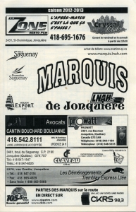 Jonquiere Marquis 2012-13 game program
