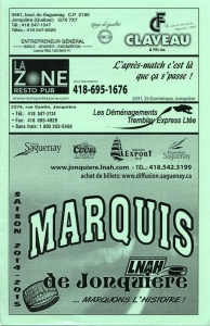 Jonquiere Marquis 2014-15 game program
