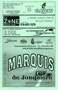 Jonquiere Marquis 2015-16 game program