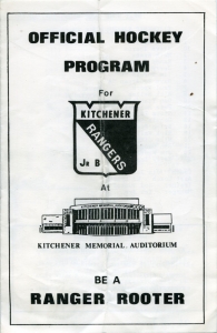 Kitchener Ranger B's 1984-85 game program