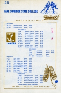 Lake Superior State University 1974-75 game program