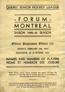 Montreal Army 1942-43 game program