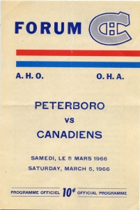 Montreal Junior Canadiens 1965-66 game program