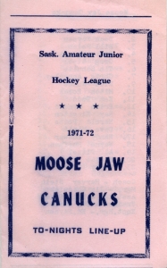 Moose Jaw Canucks 1971-72 game program