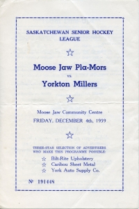 Moose Jaw Pla-Mors 1959-60 game program