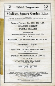 New York Curb Exchange Tickers 1935-36 game program