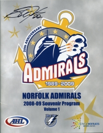 Norfolk Admirals 2008-09 game program