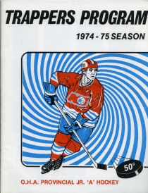North Bay Trappers 1974-75 game program