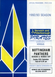 Norwich and Peterborough Pirates 1992-93 game program