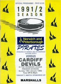 Norwich and Peterborough Pirates 1991-92 game program