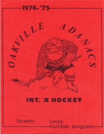 Oakville Adanacs 1974-75 game program