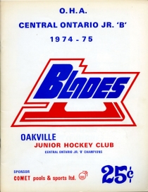 Oakville Blades 1974-75 game program