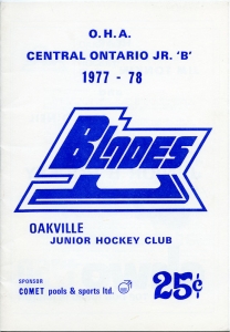 Oakville Blades 1977-78 game program