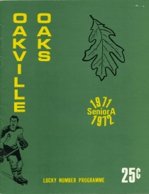 Oakville Oaks 1971-72 game program