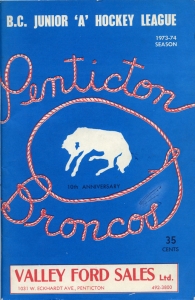 Penticton Broncos 1973-74 game program