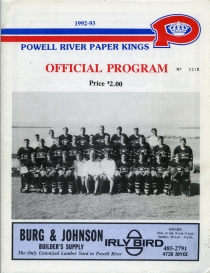 Powell River Paper Kings 1992-93 game program