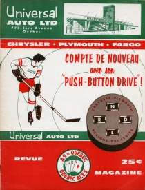 Quebec Aces 1956-57 game program