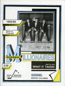 Quesnel Millionaires 1992-93 game program
