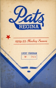 Regina Pats 1954-55 game program