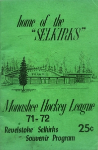 Revelstoke Selkirks 1971-72 game program