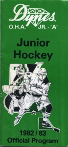 Richmond Hill Dynes 1982-83 game program
