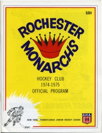 Rochester Monarchs 1974-75 game program