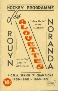 Rouyn-Noranda Alouettes 1961-62 game program
